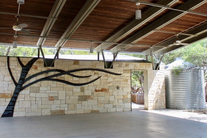 a close up of a brick building