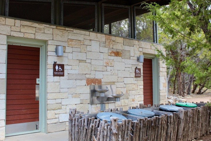 a close up of a brick building