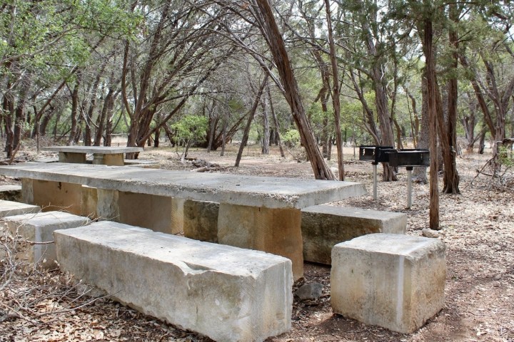 a stone bench