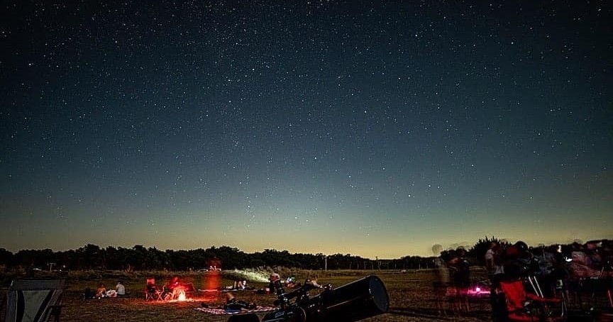 a sky view looking up at night
