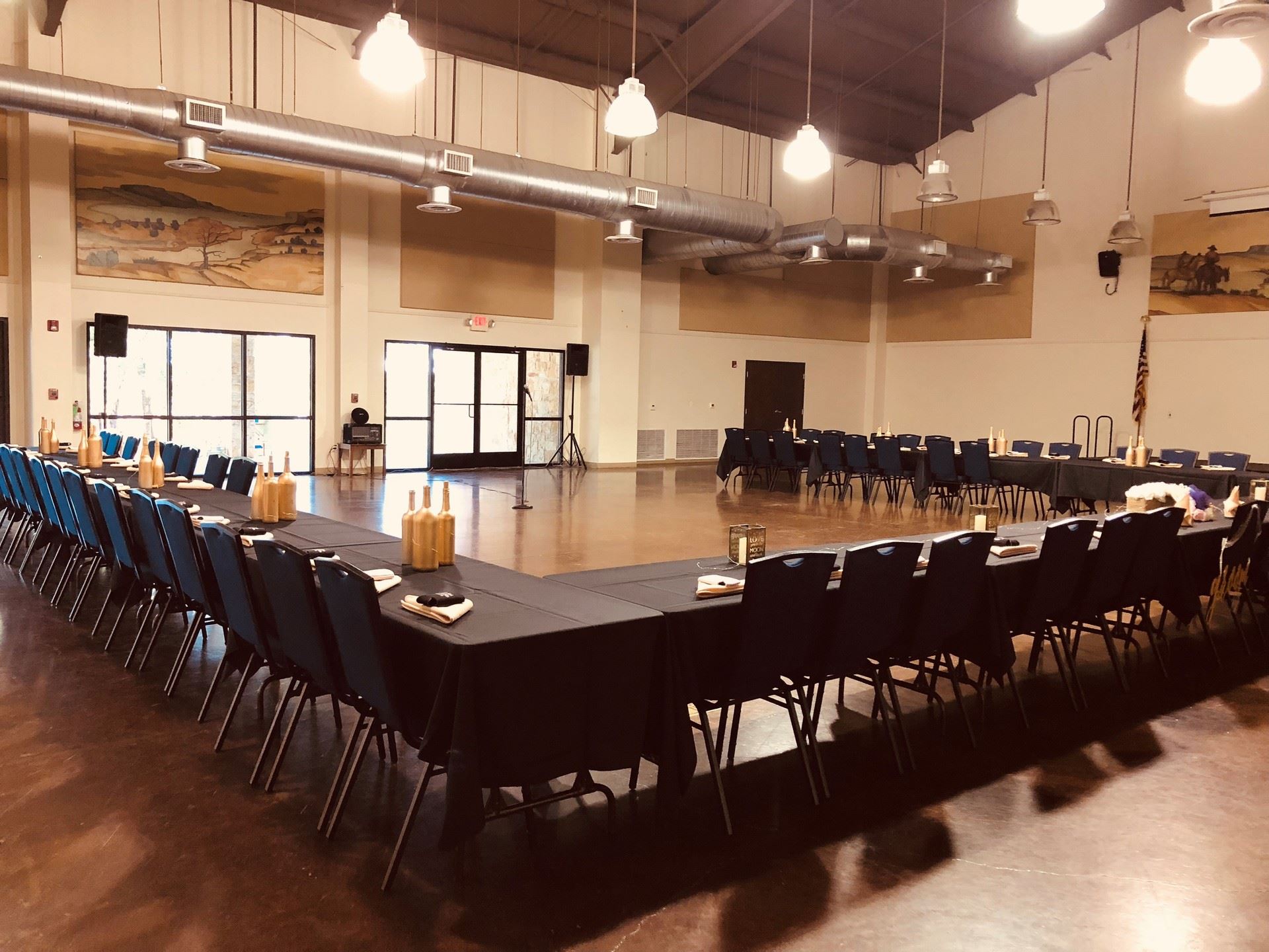 a room filled with furniture and a table