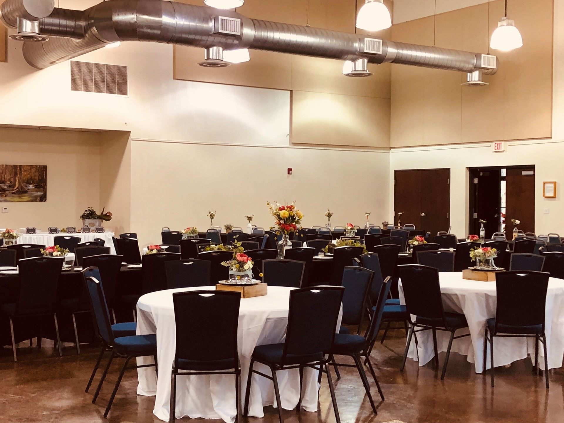 a room filled with furniture and a table