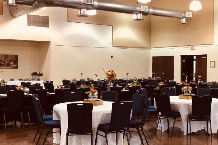 a room filled with furniture and a table