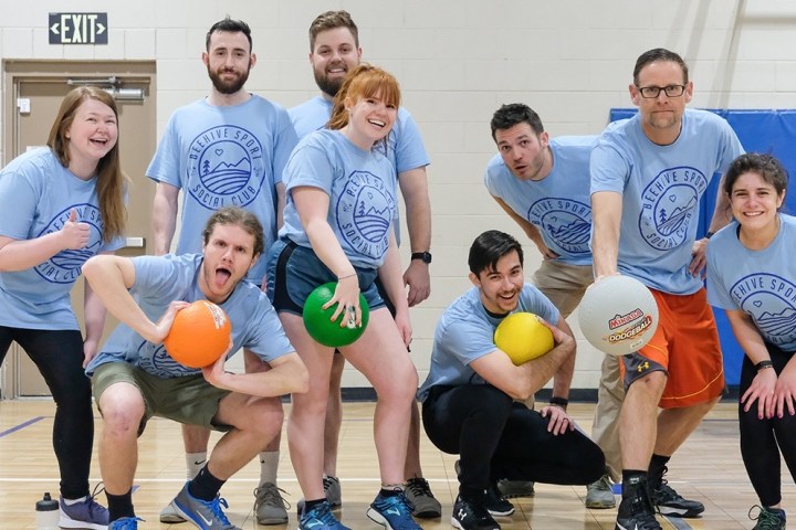 a group of people posing for the camera