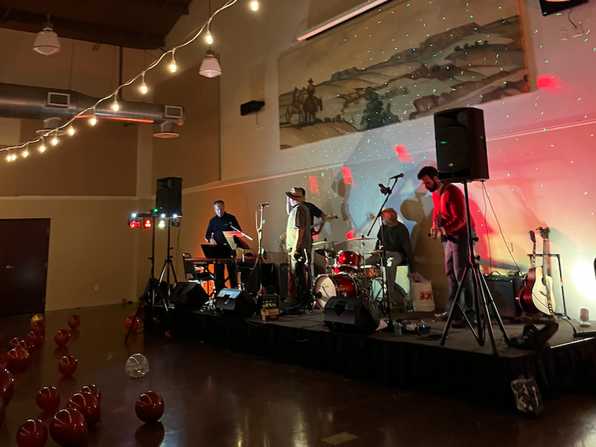 a group of people in a room