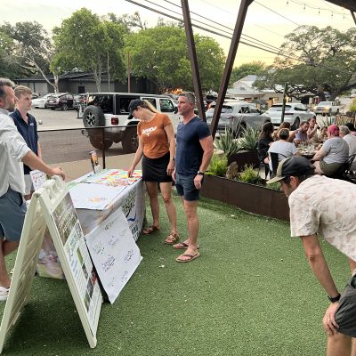 a group of people in a park