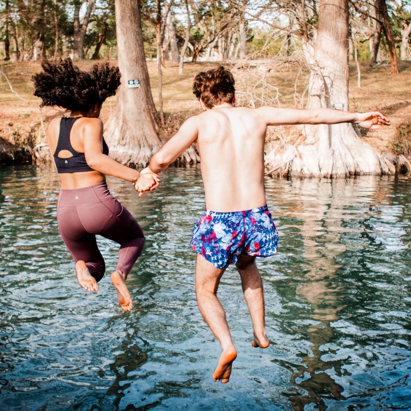 a man in a pool of water