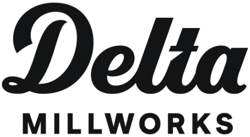 Logo with cursive 'Delta' and block 'MILLWORKS' below it.