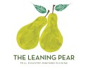 Two leaning pears with leaves and text 'The Leaning Pear, Hill Country-Inspired Cuisine' below.