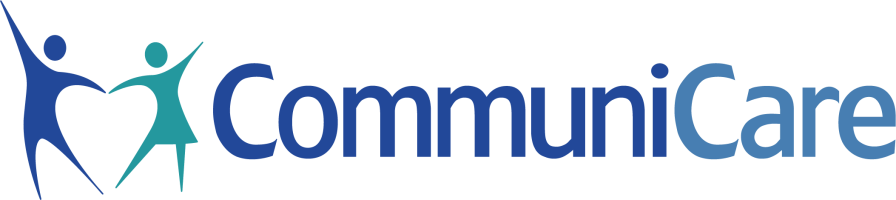 CommuniCare logo with two abstract figures forming a heart shape.